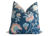 Richloom Bronte Throw Pillow Cover 18x18 20x20 22x22 24x24 12x20 14x22 14x48 XL Lumbar Indigo Floral Throw Pillow Cover