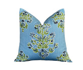 Lancefield Clara Double Sided Cotton Pillow Cover 18x18, 20x20, 22x22, 24x24, 12x20, 12x22, 14x22 Blue Green Throw Pillow Cover