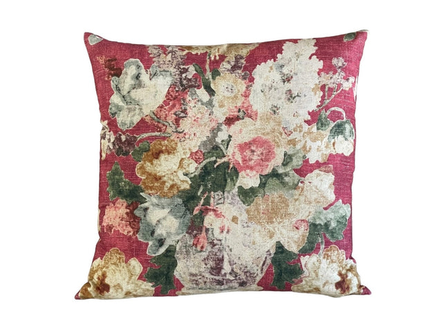 Picturesque Double Sided Throw Pillow Cover 18x18, 20x20, 22x22, 24x24 12x20 12x22 14x22 14x48 Fruit Floral French Country Cover Crimson