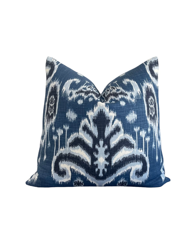 Ikat Martine Indigo Pillow Cover 18x18, 20x20, 22x22, 24x24, 12x20, 12x22, 14x22 Ikat Throw Pillow Cover