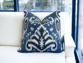 Ikat Martine Indigo Pillow Cover 18x18, 20x20, 22x22, 24x24, 12x20, 12x22, 14x22 Ikat Throw Pillow Cover