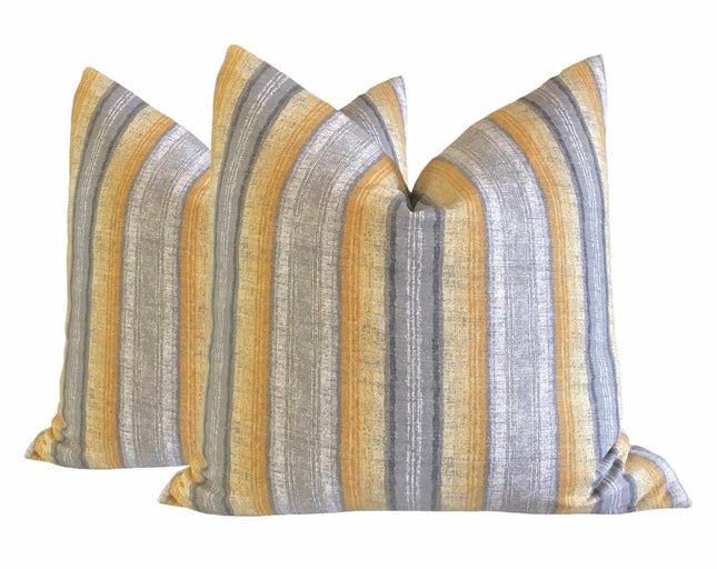 Set of 2 Throw Pillow Covers Pepita Canary 18x18 20x20 22x22 24x24 Yellow Grey Throw Pillow Covers Set of Two Throw Pillow Covers Striped