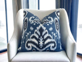 Ikat Martine Indigo Pillow Cover 18x18, 20x20, 22x22, 24x24, 12x20, 12x22, 14x22 Ikat Throw Pillow Cover