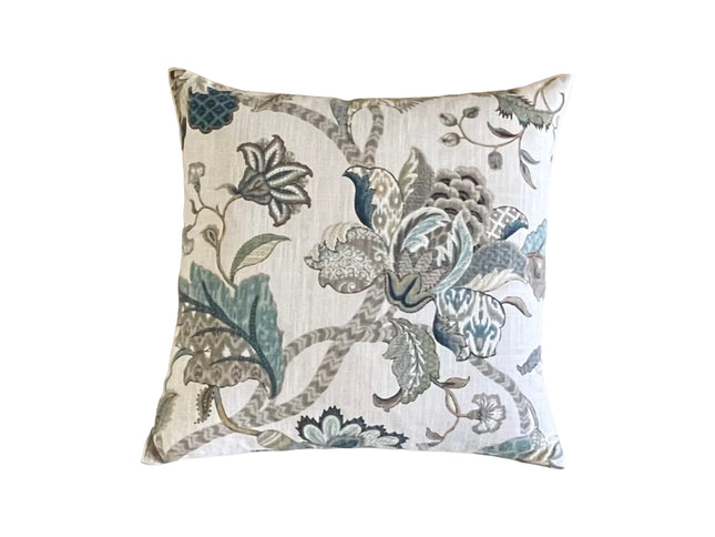 Finders Keepers Throw Pillow Cover Blue Jacobean Floral 18x18 20x20 22x22 24x24 12x20 14x22 P Kaufmann Pillow Cover