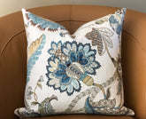 Set of 2 Throw Pillow Covers Blue Jacobean Floral 18x18 20x20 22x22 24x24 P Kaufmann Finders Keepers Pillow Cover Designer Pillow Cover