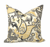 Set of Two Throw Pillow Covers Filigree Butter 18x18 20x20 22x22 24x24 Black and Yellow Throw Pillow Covers Set of Two Throw Pillow Covers