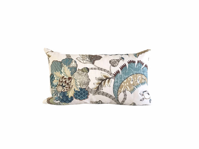 Set of 2 Throw Pillow Covers Blue Jacobean Floral 18x18 20x20 22x22 24x24 P Kaufmann Finders Keepers Pillow Cover Designer Pillow Cover