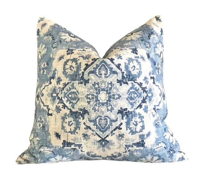 Covington Benbrook Cotton Linen Blend Pillow Cover 18x18, 20x20, 22x22, 24x24, 12x20, 12x22, 14x22 14x48 Bluebell XL Lumbar