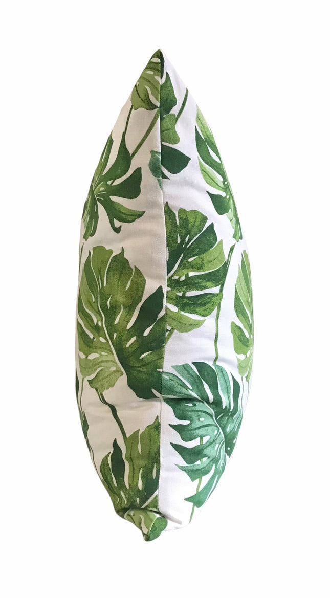Set of 2 Throw Pillow Covers Cotton Canvas Lochmere Palm 18x18 20x20 22x22 24x24 12x20 Green White Leaf Throw Pillow Covers