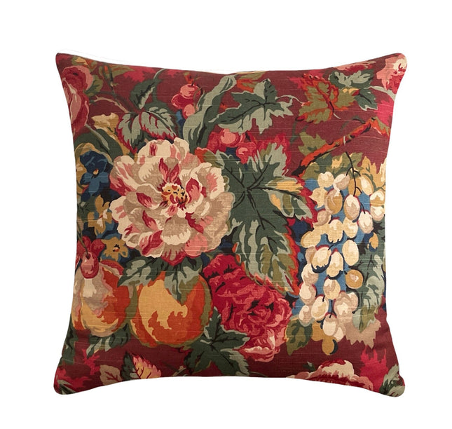 Crimson Queensland Double Sided Throw Pillow Cover 18x18, 20x20, 22x22, 24x24 12x20 12x22 14x22 14x48 Fruit Floral French Country Cover