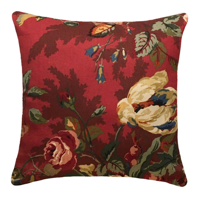 Crimson Queensland Double Sided Throw Pillow Cover 18x18, 20x20, 22x22, 24x24 12x20 12x22 14x22 14x48 Fruit Floral French Country Cover