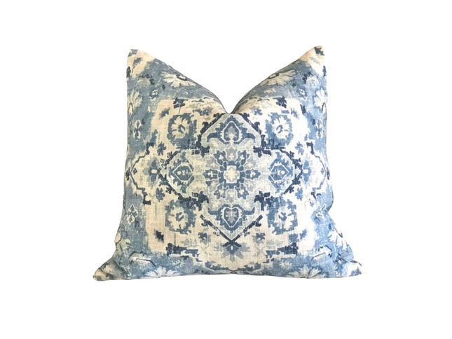 Covington Benbrook Cotton Linen Blend Pillow Cover 18x18, 20x20, 22x22, 24x24, 12x20, 12x22, 14x22 14x48 Bluebell XL Lumbar